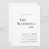Minimale en chic huwelijksuitnodiging kaart (Voorkant / Achterkant)