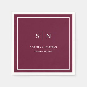 Minimale en Chic Rand Bordeaux Huwelijk Servet