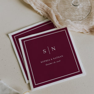 Minimale en Chic Rand Bordeaux Huwelijk Servet