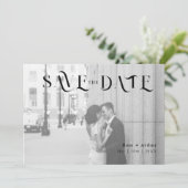 Minimale en chic Save The Date kaart (Staand voorkant)