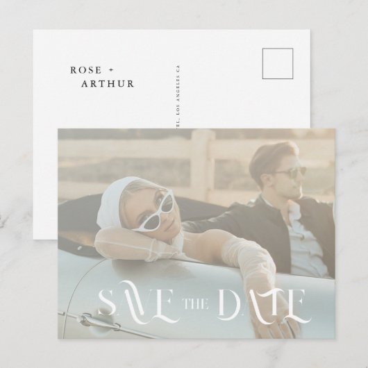 Minimale en chic Save The Date uitnodiging Briefkaart (Voorkant / Achterkant)