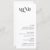 Minimale en chic zwart-wit trouwmenu menu (Voorkant / Achterkant)