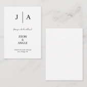 Minimale en Chic Zwarte Witte Trouw Uitnodiging Informatiekaartje (Voorkant / Achterkant)