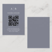 Minimale en chique, blauw grijs QR Code bruiloft Informatiekaartje (Voorkant / Achterkant)