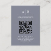 Minimale en chique, blauw grijs QR Code bruiloft Informatiekaartje (Voorkant)