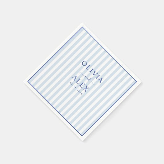 Minimale en chique blauwe Franse gepersonaliseerde Servet (Hoek)