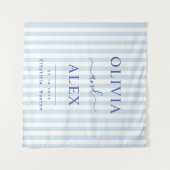 Minimale en chique blauwe Franse gepersonaliseerde Wandkleed (Voorkant (horizontaal))