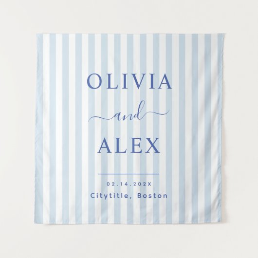 Minimale en chique blauwe Franse gepersonaliseerde Wandkleed (Voorkant)