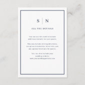 Minimale en chique Border Navy Blue Wedding Detail Informatiekaartje (Voorkant)