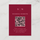 Minimale en chique Bourgogne en roze QR Code bruil Informatiekaartje (Voorkant)