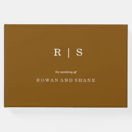 Minimale en chique bruine en witte lettertype brui gastenboek