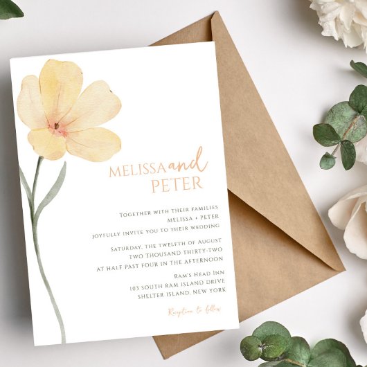 Minimale en chique Floral Wildflower bruiloft Kaart