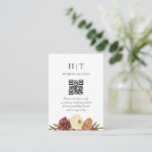 Minimale en chique Herfst Floral QR Code Bruiloft Informatiekaartje (Staand voorkant)