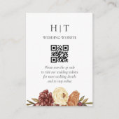 Minimale en chique Herfst Floral QR Code Bruiloft Informatiekaartje (Voorkant)