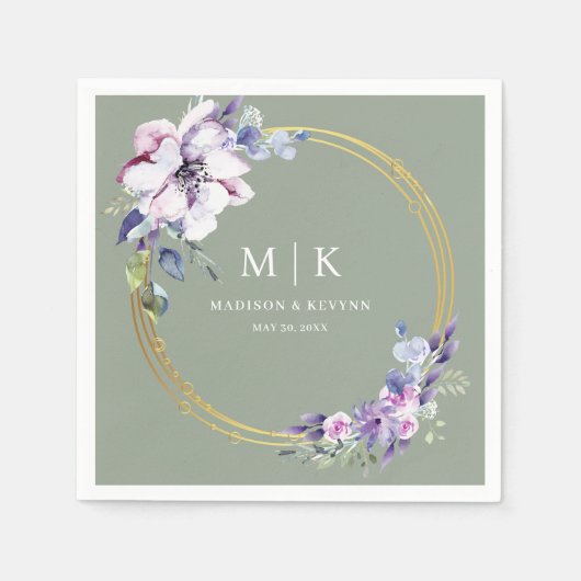 Minimale en chique Paarse Gold Sage Green | Bruilo Servet (Voorkant)