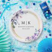 Minimale en chique Paarse Gouden Bloemen | Bruilof Papieren Bordje