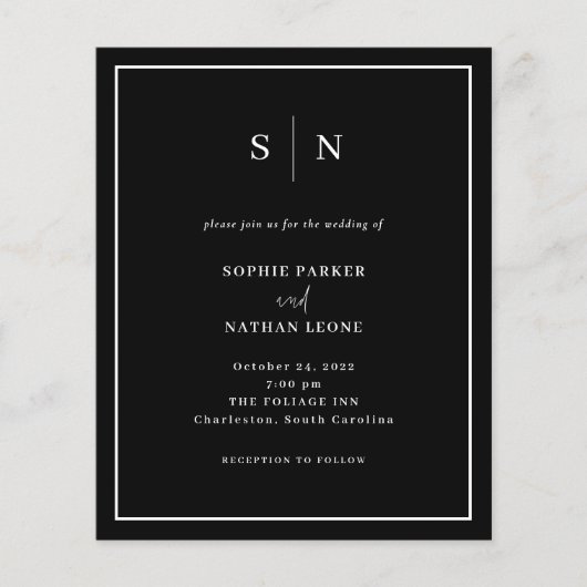 Minimale en chique QR Code Budget Huwelijksuitnodi (Voorkant)