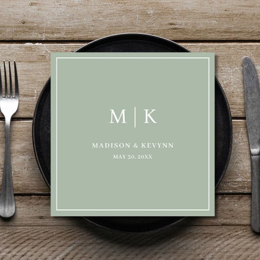 Minimale en chique salie groen | Trouwservetten Servet