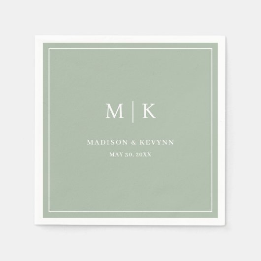 Minimale en chique salie groen | Trouwservetten Servet (Voorkant)