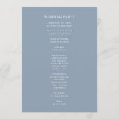 Minimale en chique stoffige blauw met grens bruilo programmakaart (Achterkant)