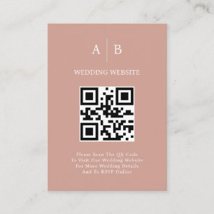 Minimale en chique Terracotta White QR Code Weddin Informatiekaartje