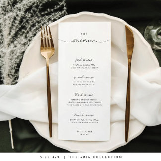 Minimale en chique zwart-wit bruiloft Menu