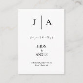 Minimale en chique zwart wit bruiloft uitnodiging informatiekaartje (Voorkant)