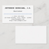 Minimale en conservatieve barrister Visitekaartje (Voorkant / Achterkant)