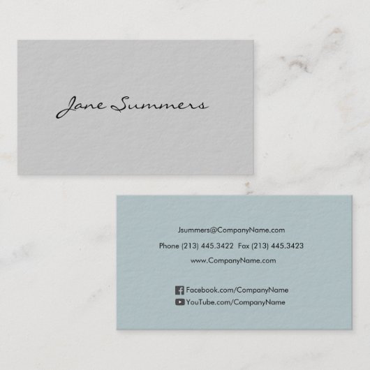 Minimale en eenvoudige pastel blauw grijs visitekaartje (Voorkant / Achterkant)