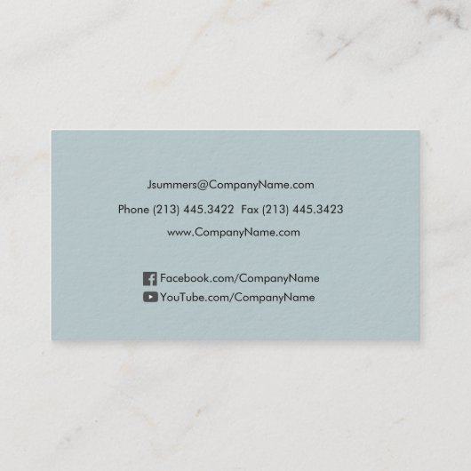 Minimale en eenvoudige pastel blauw grijs visitekaartje (Achterkant)