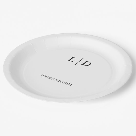 Minimale en eenvoudige persoonlijke bruiloft papieren bordje (Gekanteld)