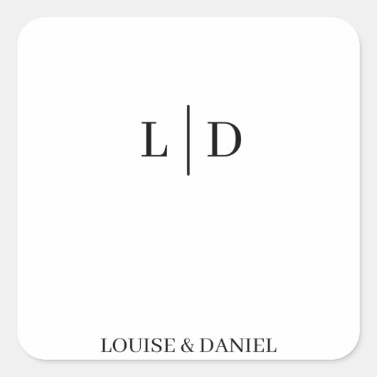 Minimale en eenvoudige persoonlijke bruiloft vierkante sticker (Voorkant)