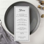 Minimale en eenvoudige scalloped border-menukaart menu<br><div class="desc">Dit minimalistische trouwmenu is ontworpen om te coördineren met ons zogenaamde Collectie aan de rand. Het is een klassiek ontwerp met een unieke draai. De scalloped grens is een soort van soort en zal zeker een kleine retro-voel toevoegen aan deze moderne uitnodiging. Als u de aandacht van uw gast met...</div>