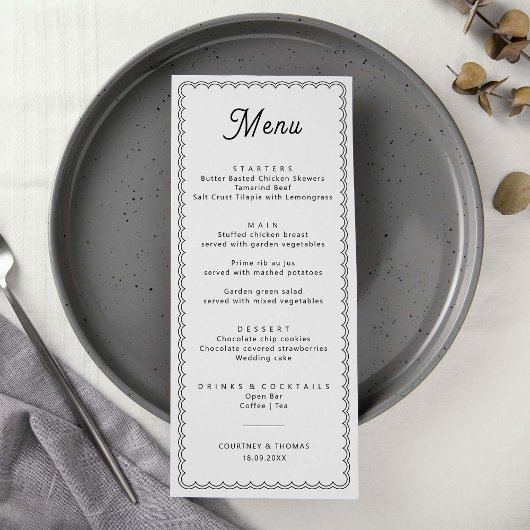 Minimale en eenvoudige scalloped border-menukaart menu