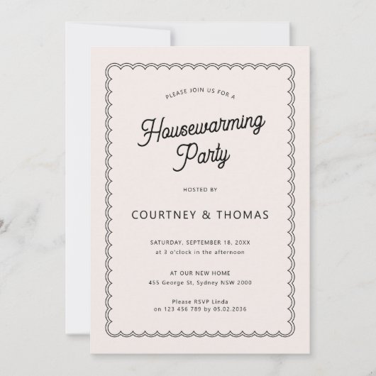 Minimale en eenvoudige 'scalloped'-partij kaart (Voorkant)