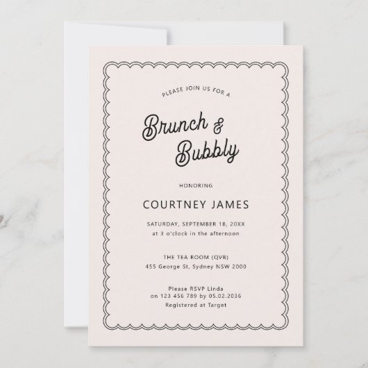 Minimale en eenvoudige schelpdieren Brunch en Bubb Kaart (Voorkant)