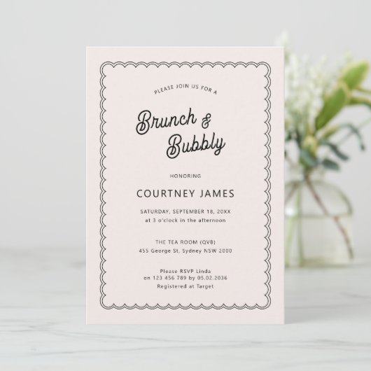 Minimale en eenvoudige schelpdieren Brunch en Bubb Kaart (Staand voorkant)