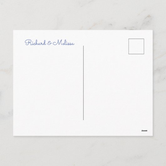 Minimale en elegante blauwe en paarse harten feestdagenkaart (Achterkant)