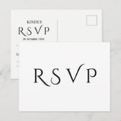 Minimale en elegante RSVP Post Kaart (Voorkant / Achterkant)