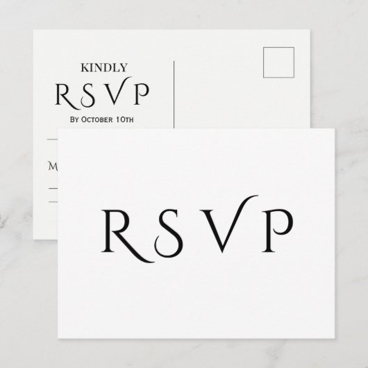 Minimale en elegante RSVP Post Kaart (Voorkant / Achterkant)
