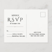 Minimale en elegante RSVP Post Kaart (Achterkant)
