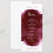 Minimale en Elegante Wijnrode Waterverf Menu Kaart (Voorkant / Achterkant)