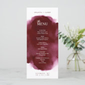 Minimale en Elegante Wijnrode Waterverf Menu Kaart (Staand voorkant)