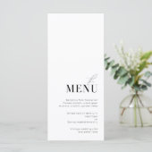 Minimale en elegante zwart-wit bruiloft Menu (Staand voorkant)