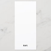 Minimale en elegante zwart-wit bruiloft Menu (Achterkant)