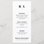 Minimale en elegante zwart-wit bruiloft Menu (Voorkant)