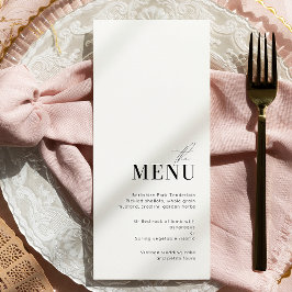 Minimale en elegante zwart-wit bruiloft Menu