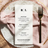 Minimale en elegante zwart-wit bruiloft Menu