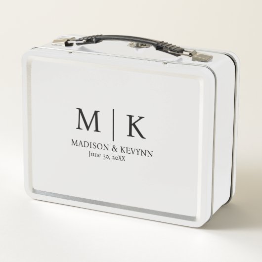 Minimale en elegante zwarte en witte monogram brui (Achterkant)