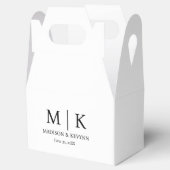 Minimale en elegante zwarte en witte monogram brui bedankdoosjes (Geopend)